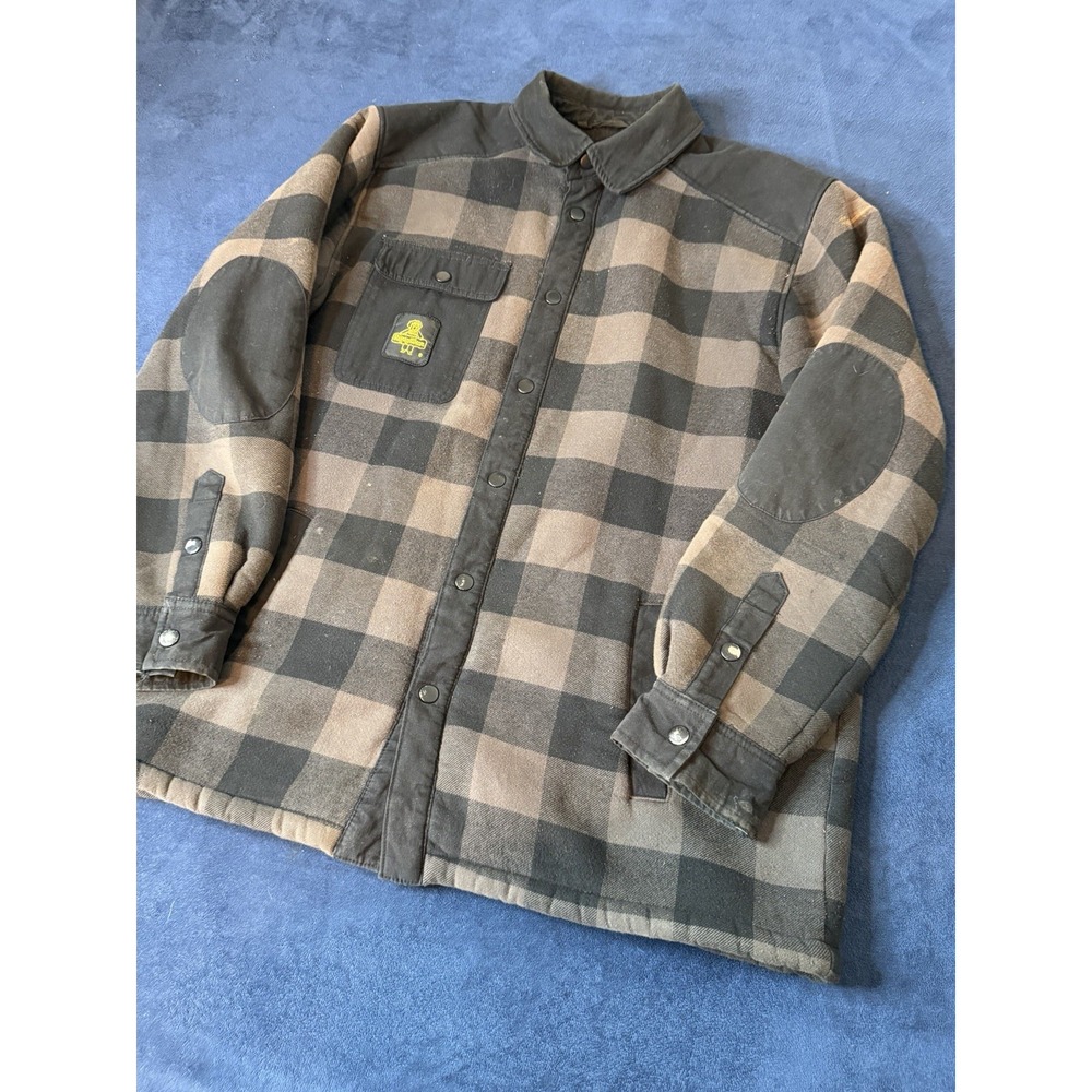 Vtg Refrigiwear Plaid Flannel Coat Jacket Mens XL Gray Black Workwear HD